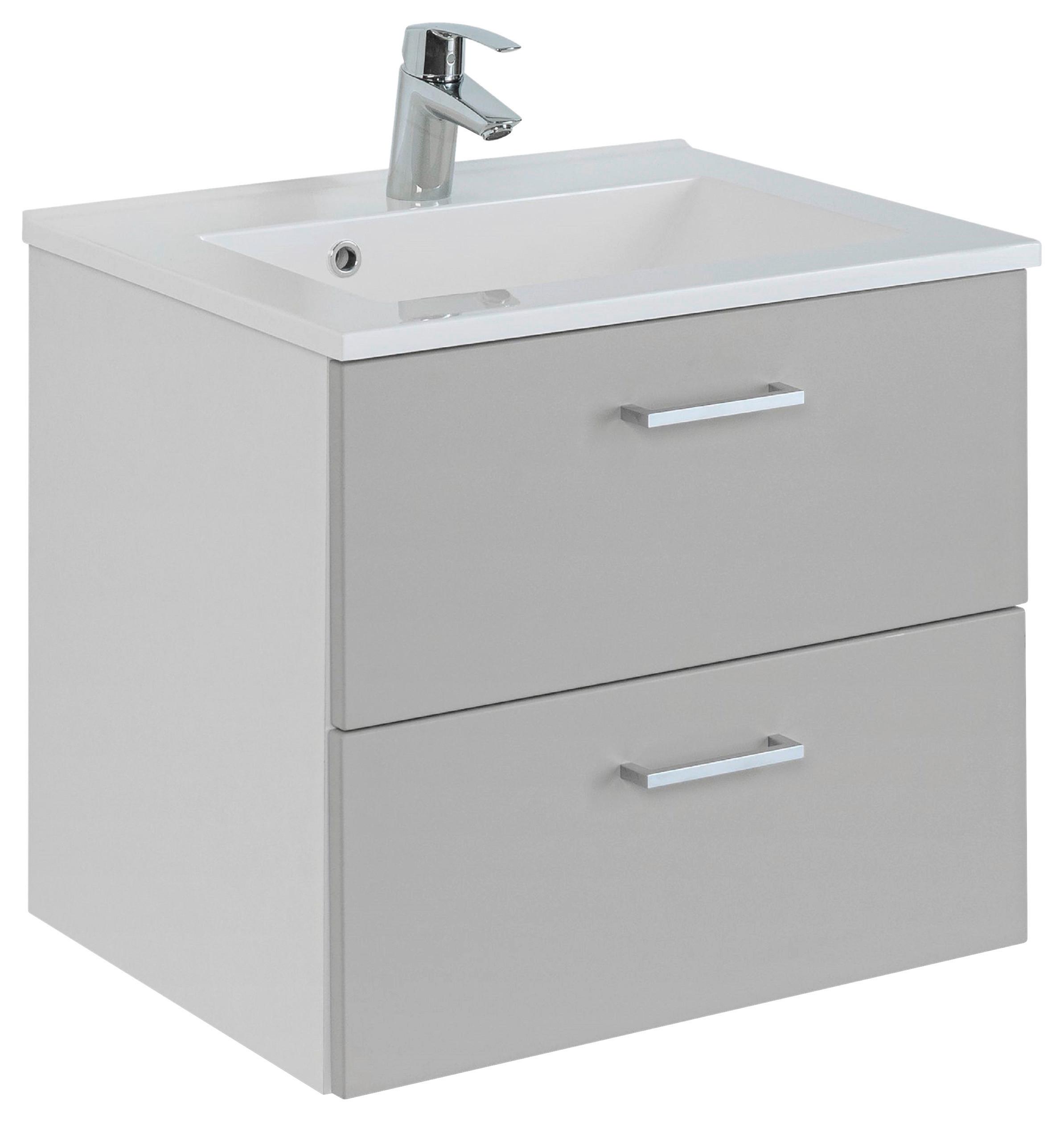 Waschtischkombi Riga Grau/Weiß B: 60 cm - Weiß/Grau, MODERN, Holzwerkstoff/Stein (60cm) - Held