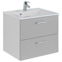 Waschtischkombi Riga Grau/Weiß B: 60 cm - Weiß/Grau, MODERN, Holzwerkstoff/Stein (60cm) - Held