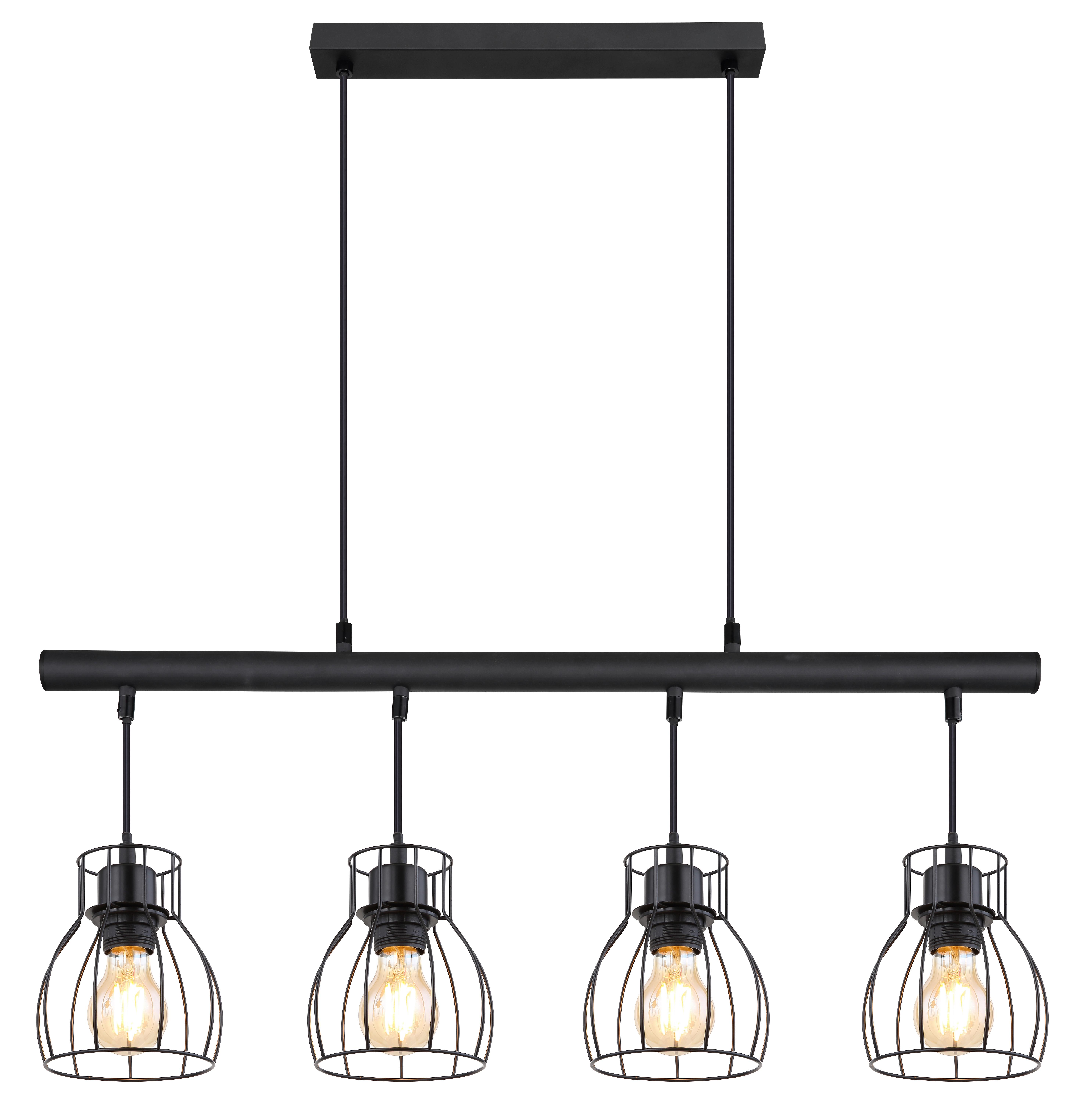 LED-Hängeleuchte 15326-4lm - Schwarz, Trend, Kunststoff/Metall (77/14/120cm) - Globo