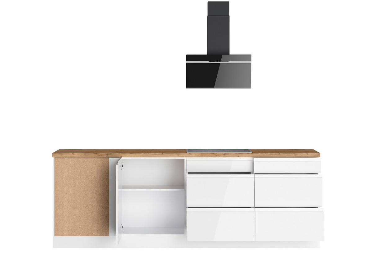 Eckküche Monza Mit Geräten 240x240 Cm Weiß/eiche Dekor - Weiß Hochglanz/Eiche Wotan, LIFESTYLE, Holzwerkstoff (240/240cm) - Held