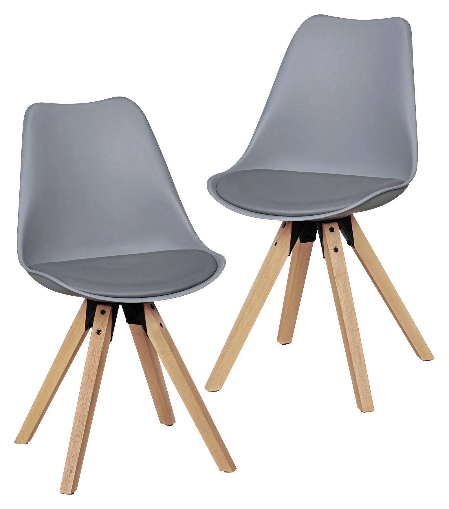 Schalenstuhl Lima Grau Beine Echtholz 2er-Set