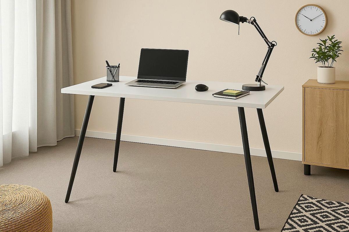Schreibtisch Salia schwarz/Weiß, L: 110cm - Schwarz/Weiß, MODERN, Holzwerkstoff/Metall (110/80/70cm) - MID.YOU