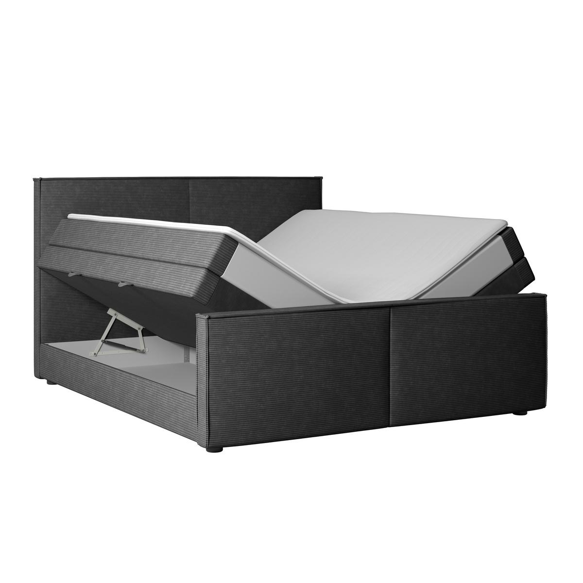 Boxspringbett Mit Bettkasten Algier 180x200 Cm Schwarz - Schwarz, MODERN, Karton/Holz (180/200cm) - MID.YOU