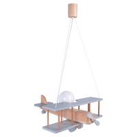 Kinderhängeleuchte Flugzeug H: 75 Cm 1-Flammig - Naturfarben/Grau, KONVENTIONELL, Holz (42/45/75cm)