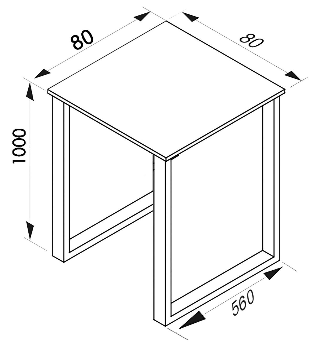 Bartisch Xona 80x80x120 Cm Weiß, Silberfarben - Silberfarben/Weiß, KONVENTIONELL, Holzwerkstoff/Metall (80/80/102cm)
