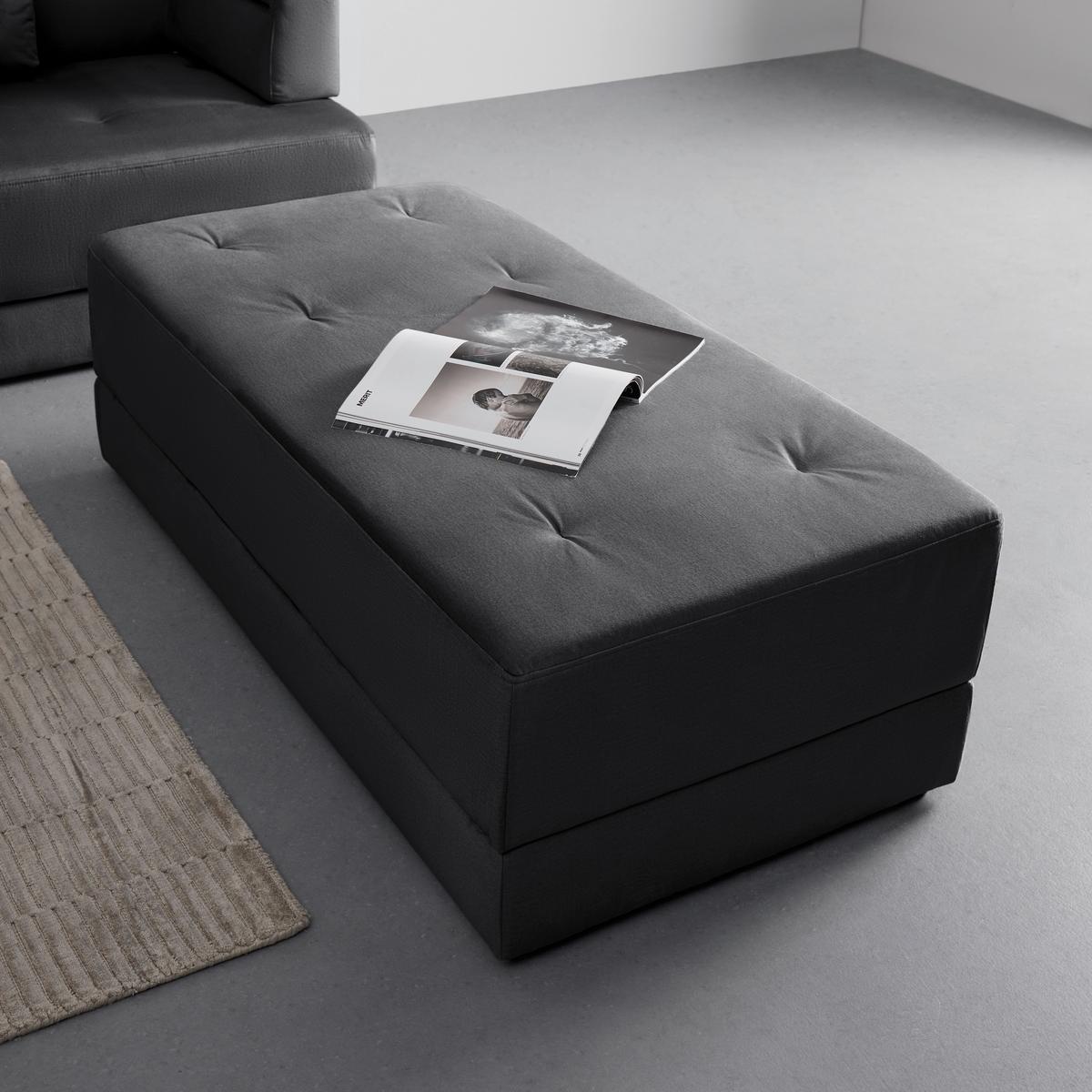 Sametová pohovka s taburetem ELIZA tmavě šedá - černá/tmavě šedá, Moderní, dřevo/textil (260/75/210cm) - Bessagi Home