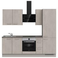 Kuchynská linka 240cm, šedý betón/ kamenná šedá - sivá/farba ušľachtilej ocele, Modern, kov/kompozitné drevo (240cm) - Nobilia