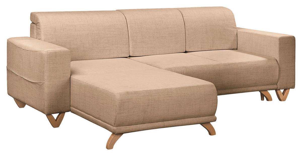 Ecksofa Bella Beige S: 257x174 cm - Wengefarben/Beige, Design, Textil (257/174cm) - Livetastic