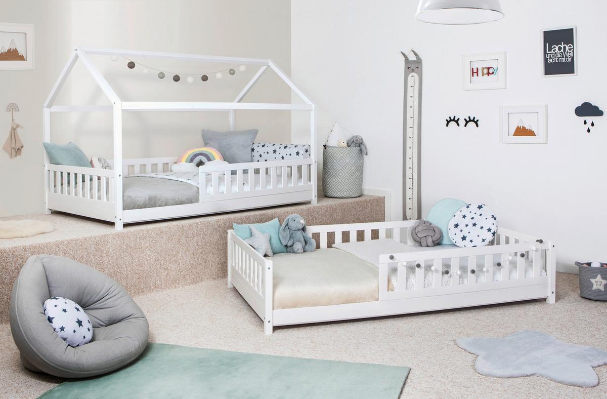 Kinderbett 140x200 cm Birke Weiß - Weiß/Naturfarben, MODERN, Holz (140/200cm) - MID.YOU