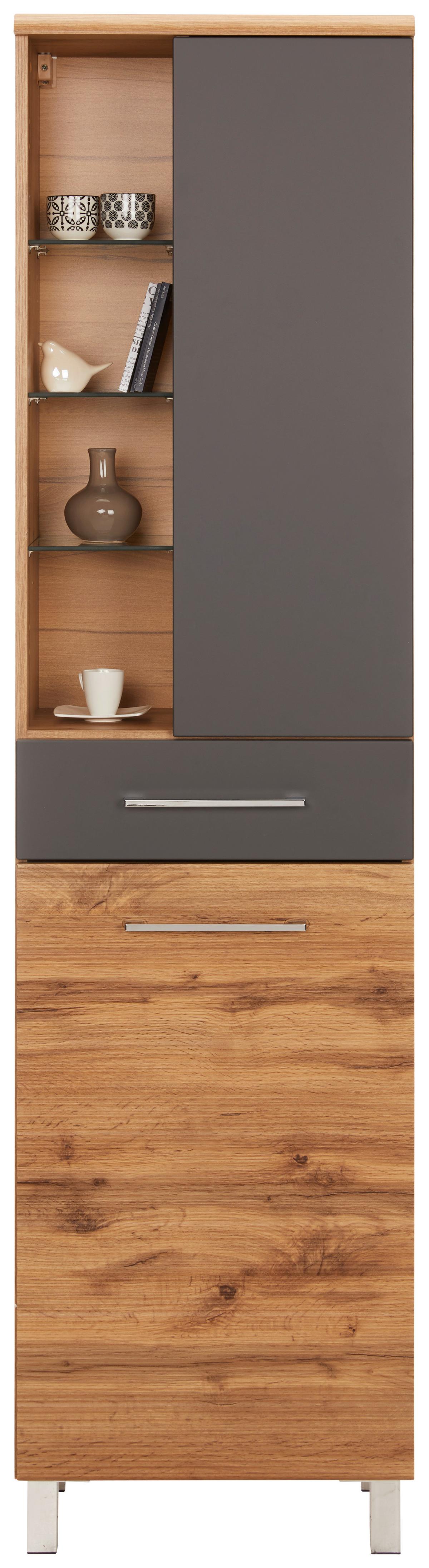 VYSOKÁ SKRINKA FLOAT BREIT - farba duba/antracitová, Modern, kov/kompozitné drevo (50/194/33cm) - Premium Living