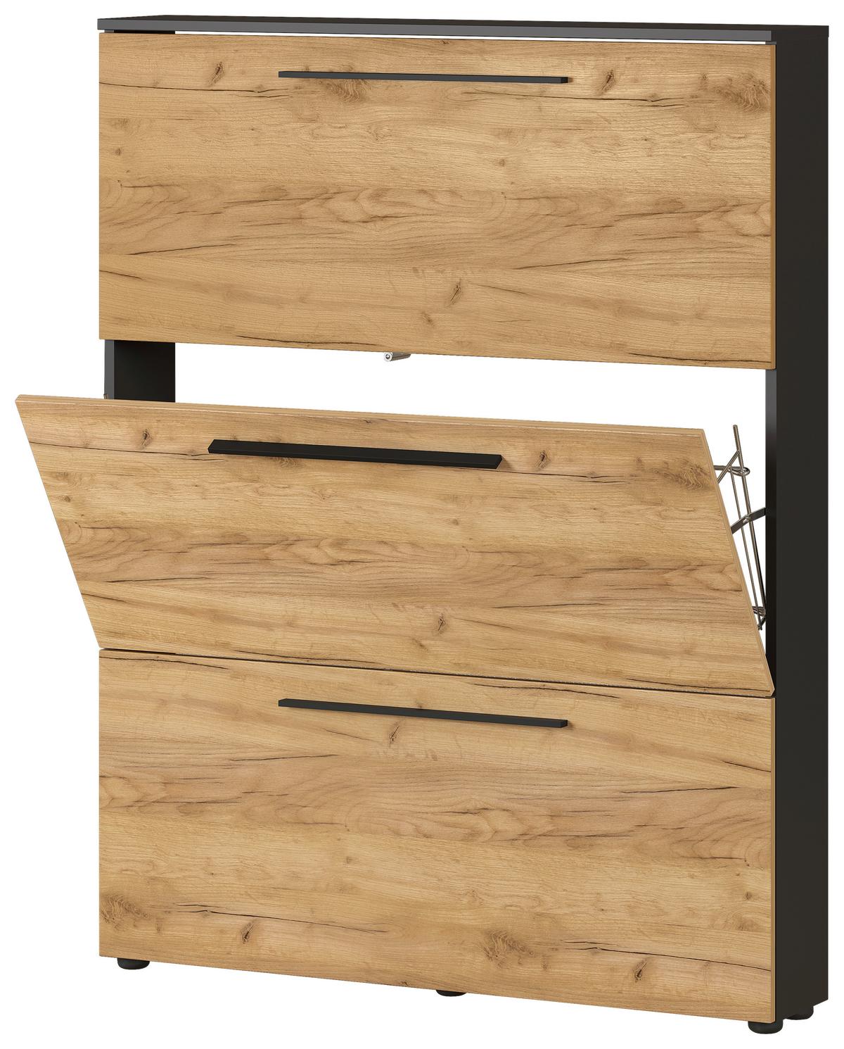 Schuhkipper Wildomar Eichefarben B: 100 Cm - Eichefarben/Graphitfarben, MODERN, Holzwerkstoff (100/129/19cm) - Germania