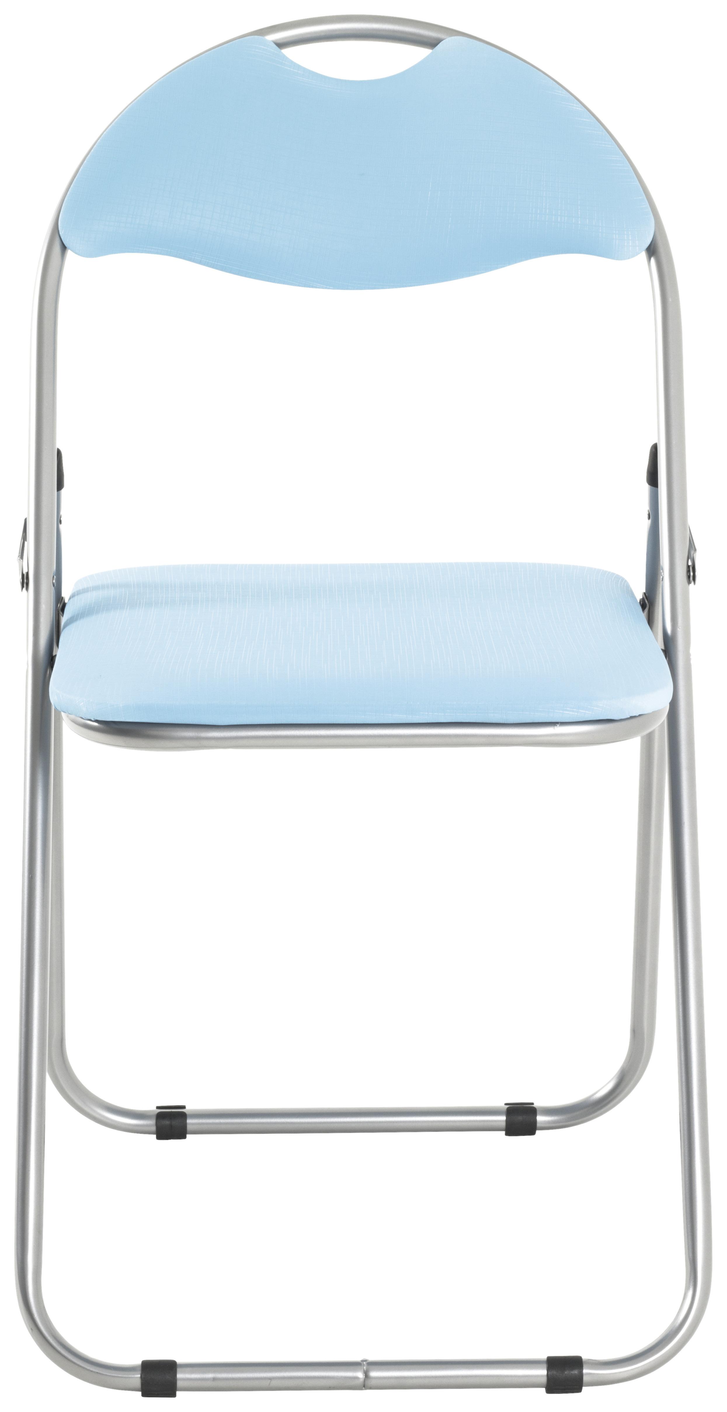 Klappstuhl Shake Stahl, Lederlook - Blau, MODERN, Kunststoff/Metall (44/80/47cm)