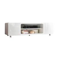 Lowboard Weiß Hochglanz B: 160cm - Weiß Hochglanz/Silberfarben, Design, Holzwerkstoff (160/45/58cm) - Livetastic