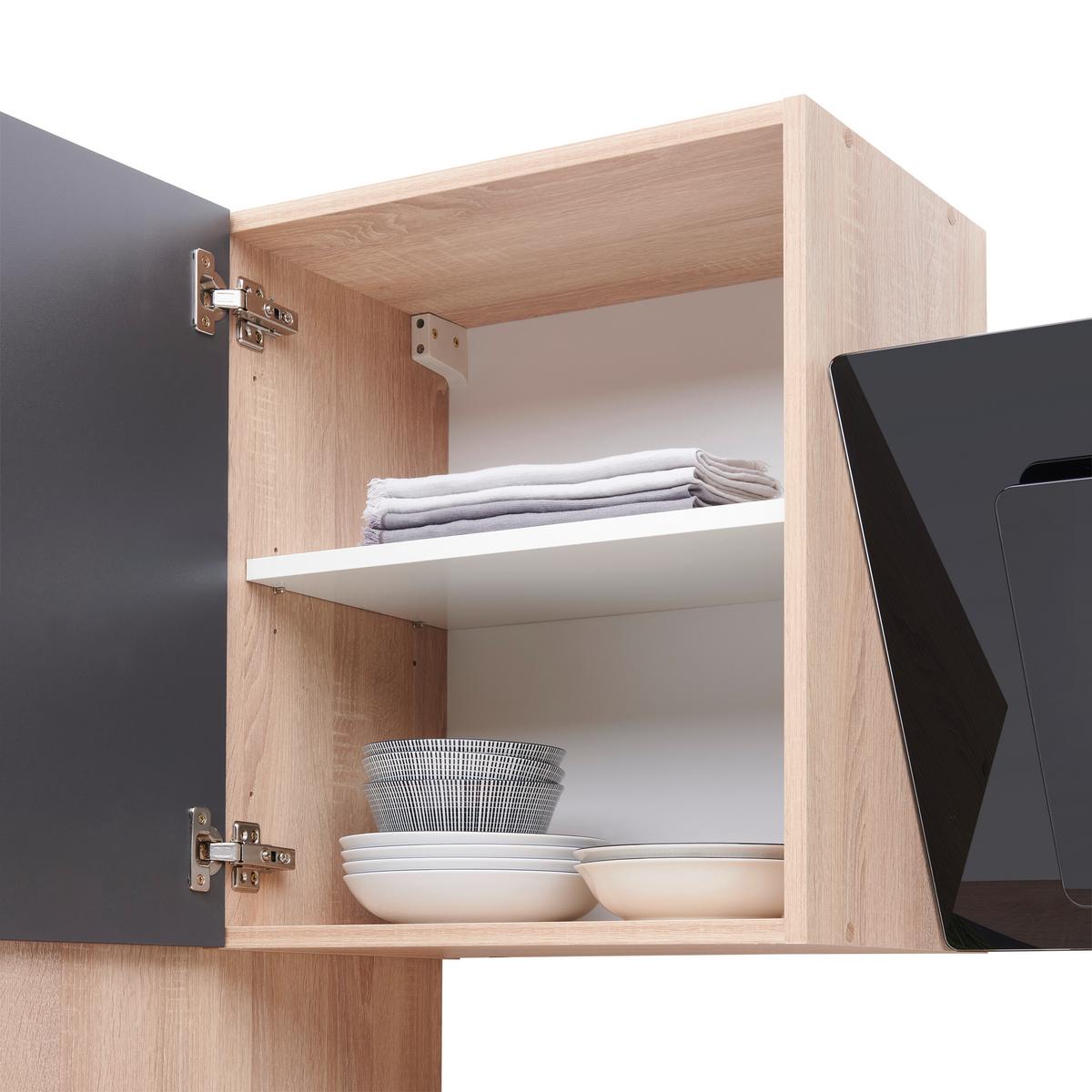 Küchenzeile Economy M. Geräten 310 Cm Grau/eiche Dekor Modern - Eichefarben/Grau, Basics, Holzwerkstoff (310cm) - Respekta
