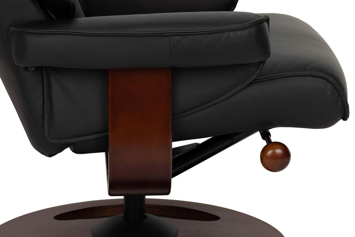 Relaxsessel Calm Schwarz B: 76 Cm - Walnussfarben/Schwarz, Basics, Leder/Holz (76/106/90cm) - Livetastic