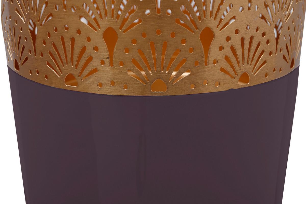 Bodenvase Art Deco Lila Goldfarben, D: 25 cm - Lila/Goldfarben, Trend, Metall (25/90cm) - Kayoom