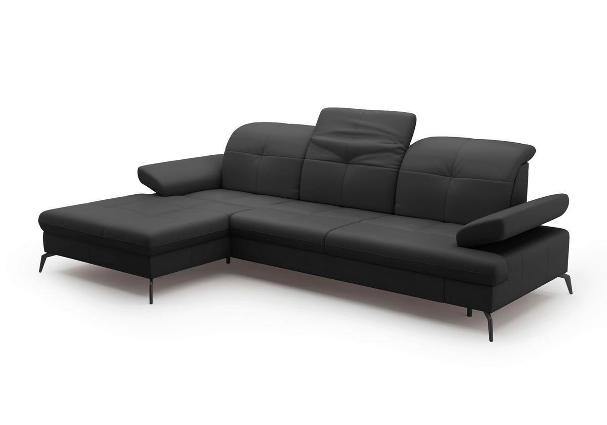 ECKSOFA Amica Schwarz S: 185x279cm - Schwarz, KONVENTIONELL, Leder (185/279cm) - Sit & More