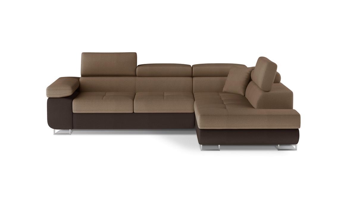 Ecksofa Anton Braun/dunkelbraun S:272x203cm - Chromfarben/Dunkelbraun, Design, Textil (272/203cm) - MID.YOU