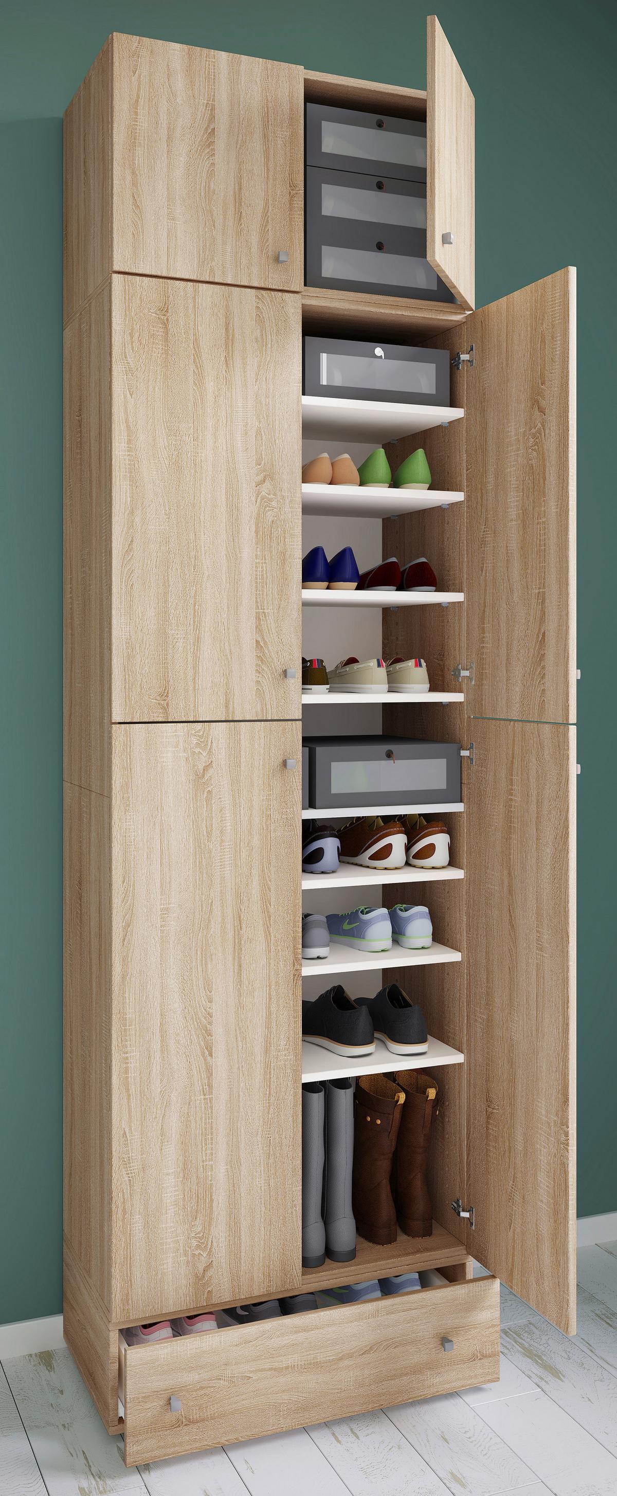 Schuhschrank Lona XXL Sonoma Eiche Dekor B: 70 cm - Schwarz/Sonoma Eiche, MODERN, Holzwerkstoff (70/240/39cm) - MID.YOU