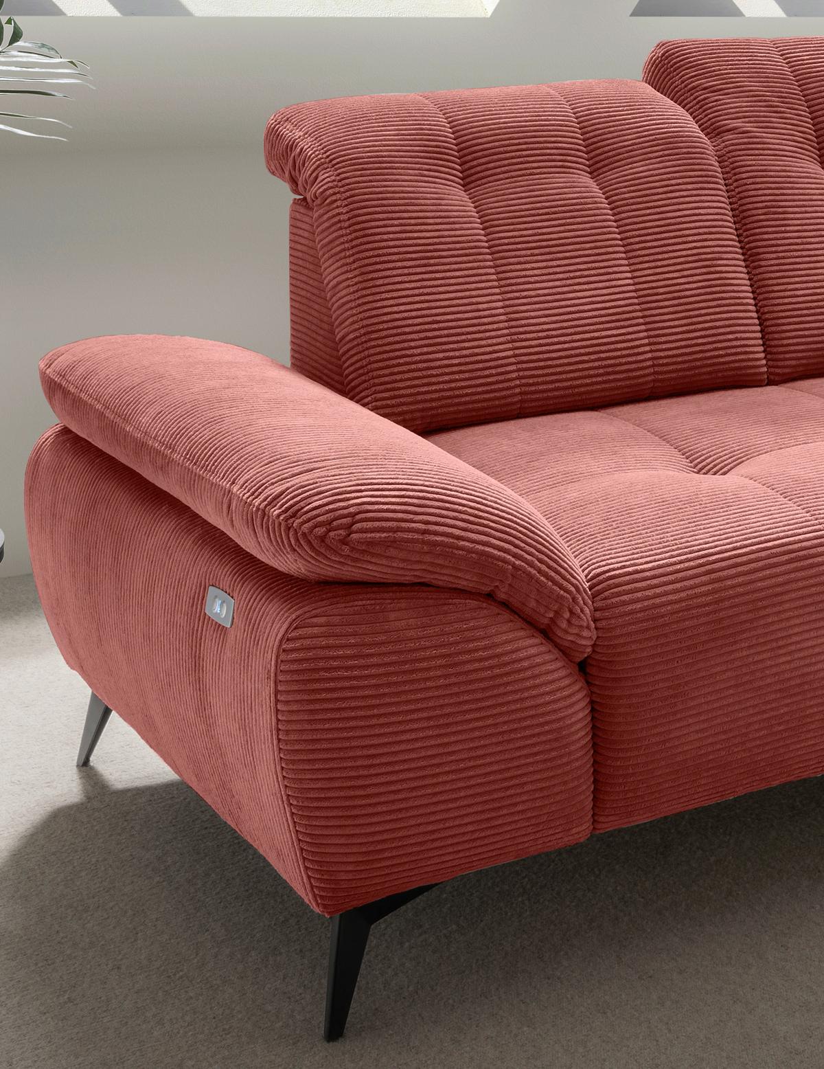 Ecksofa Fiore, Koralle S: 272x200 cm - Koralle/Schwarz, MODERN, Textil (272/200cm) - Livetastic