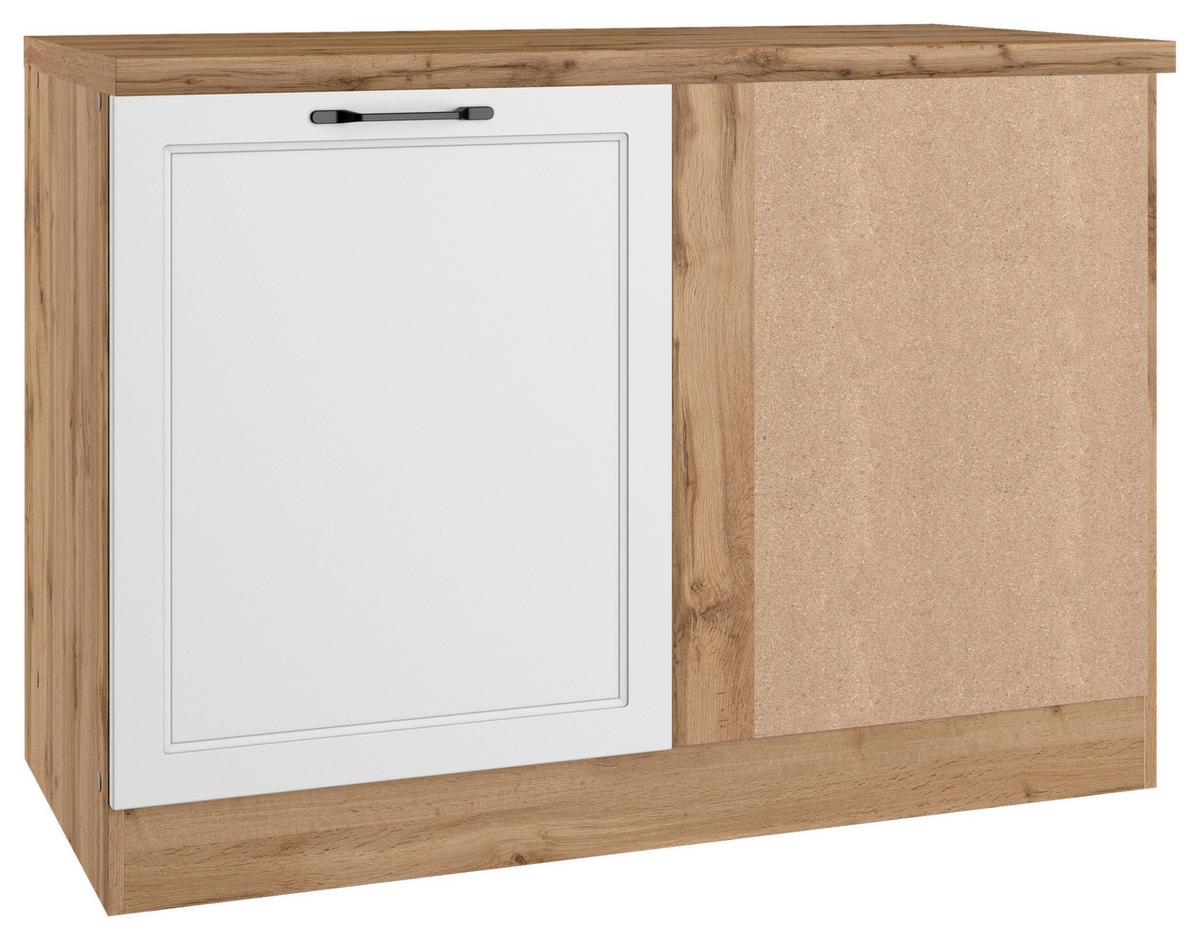 Eckunterschrank Meran B: 120 cm Weiß/Eiche Dekor - Eiche Wotan/Weiß, LIFESTYLE, Holzwerkstoff (120/86/60cm) - Held