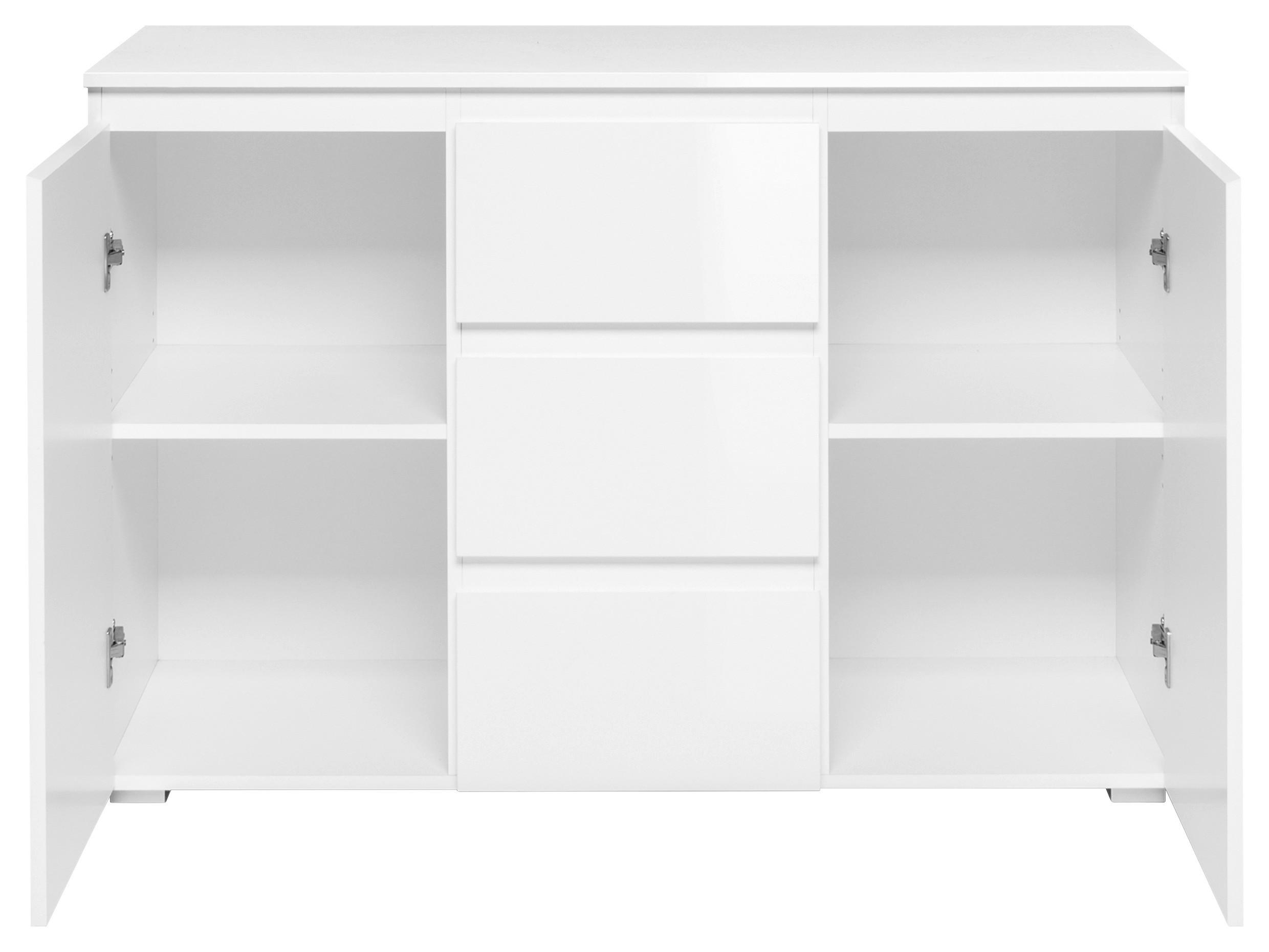 Kommode Capetown Melamin Weiß, B: 120 Cm - Silberfarben, Trend, Holzwerkstoff (120/80,5/40cm)