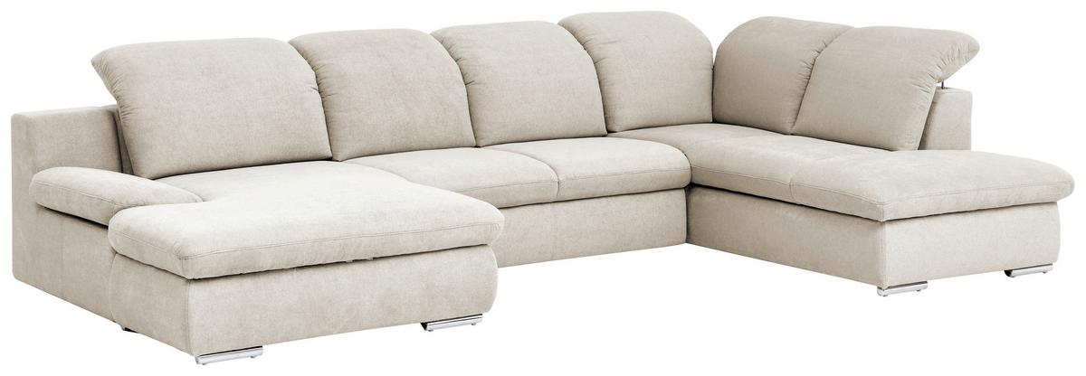 Wohnlandschaft Isona Creme Chenille - Chromfarben/Creme, Design, Textil (165/353/212cm) - Livetastic