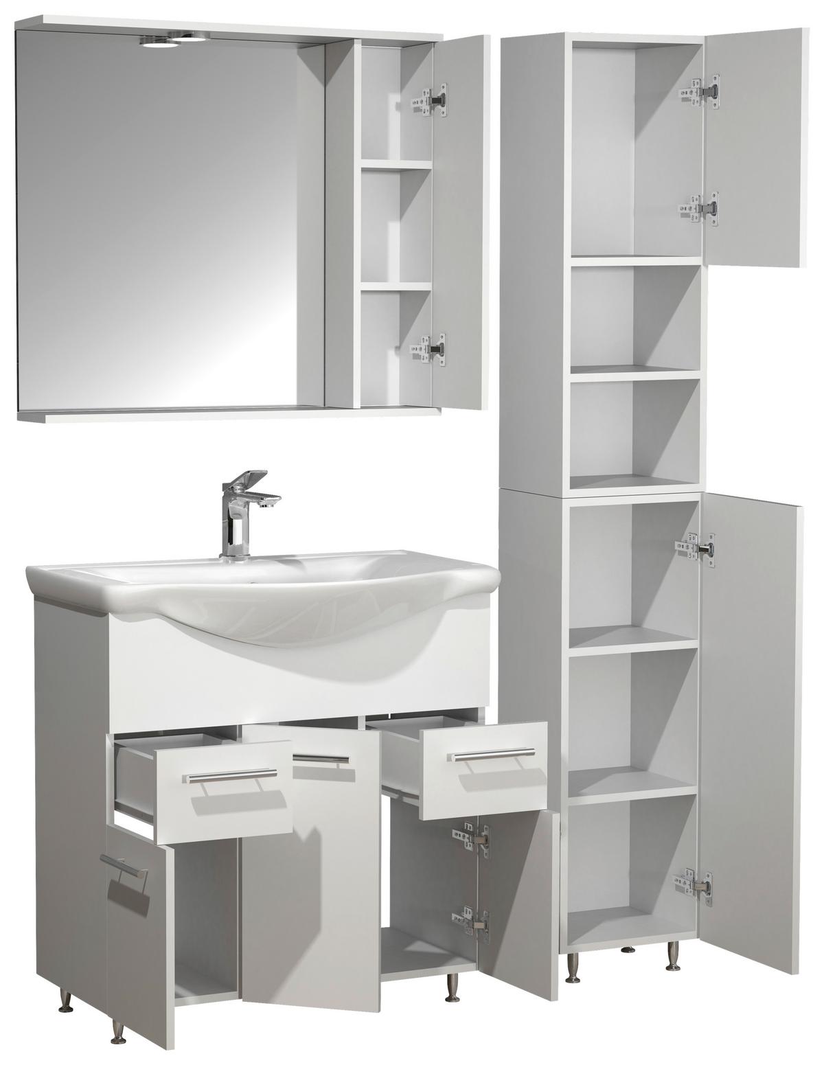Badezimmer Lisalo Xl - Weiß, MODERN, Glas/Keramik (105cm) - MID.YOU