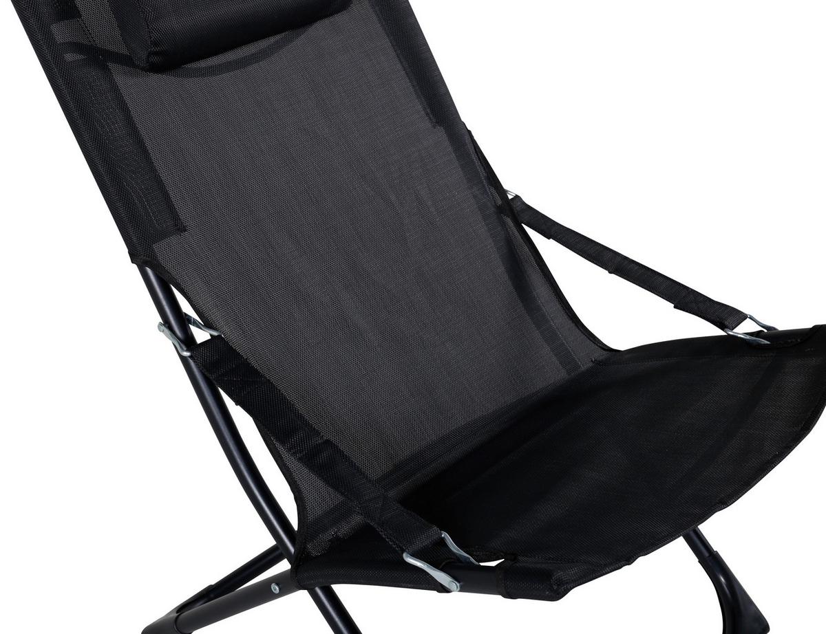 Strandsessel Seville Metall, Textil - Schwarz, KONVENTIONELL, Textil/Metall (63/89/84cm) - Gardenson
