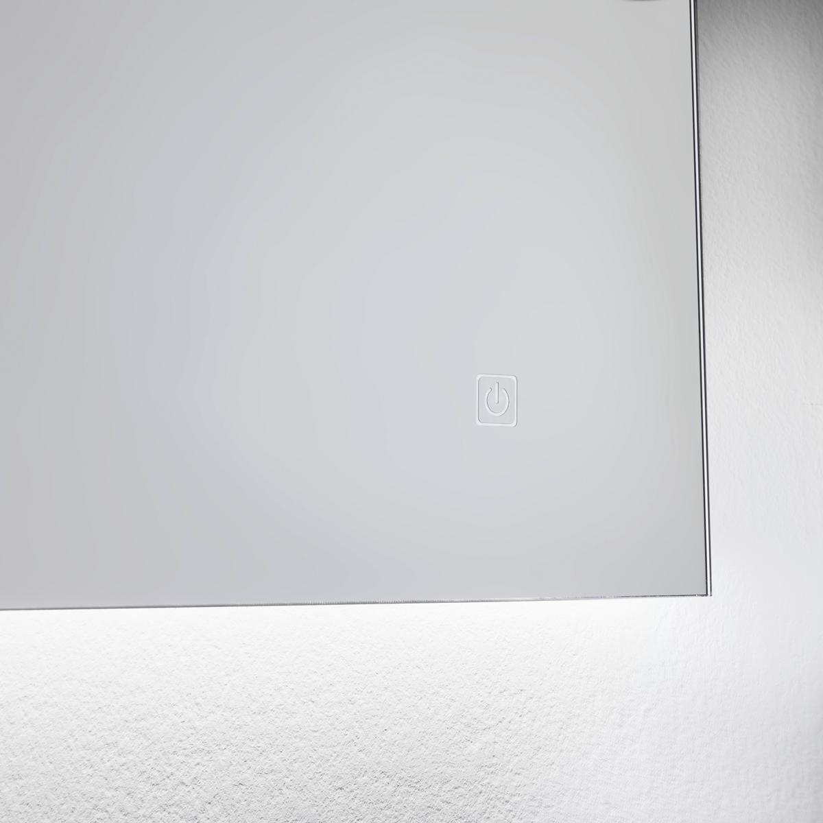 Skříňka s umyvadlem a LED zrcadlem MATTEO - bílá/černá, Moderní, kompozitní dřevo/keramika (76/50/46,5cm) - Livetastic
