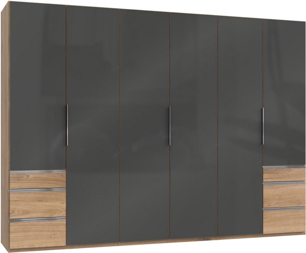 Drehtürenschrank 300cm Level, Grau/eiche Dekor - Eichefarben/Grau, MODERN, Glas/Holzwerkstoff (300/216/58cm) - MID.YOU