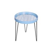 Beistelltisch Rund River Blau/schwarz - Blau/Schwarz, Basics, Glas/Holzwerkstoff (50/50/40cm) - Kayoom