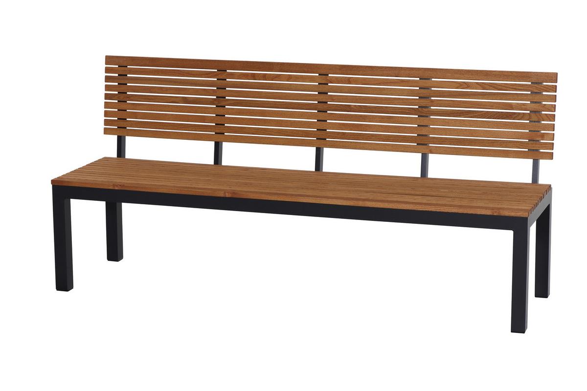 Gartenbank Holz N86394 3-Sitzer - Anthrazit/Robinienfarben, KONVENTIONELL, Holz/Metall (180/84/157,5cm) - Siena Garden