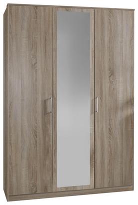 Dreitüriger Schrank in Eiche Dekor mit Spiegeltür Dreitüriger Kleiderschrank