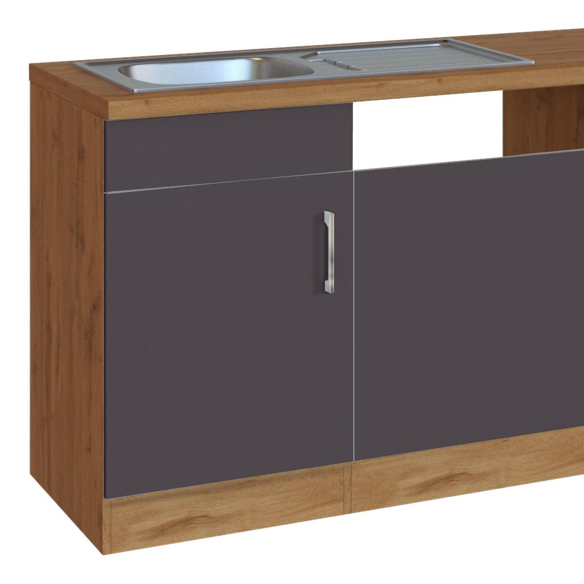 Küchenzeile Sorrento ohne Geräte 270 cm Anthrazit - Eichefarben/Anthrazit, MODERN, Holzwerkstoff (270cm) - Held
