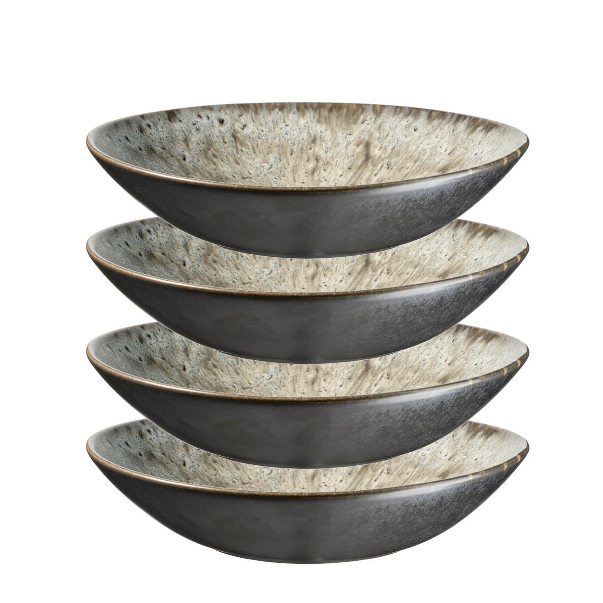 Suppentellerset Carellia Steinzeug, Grau, 4-teilig - Grau, Basics, Keramik (22,5/5cm) - Mäser