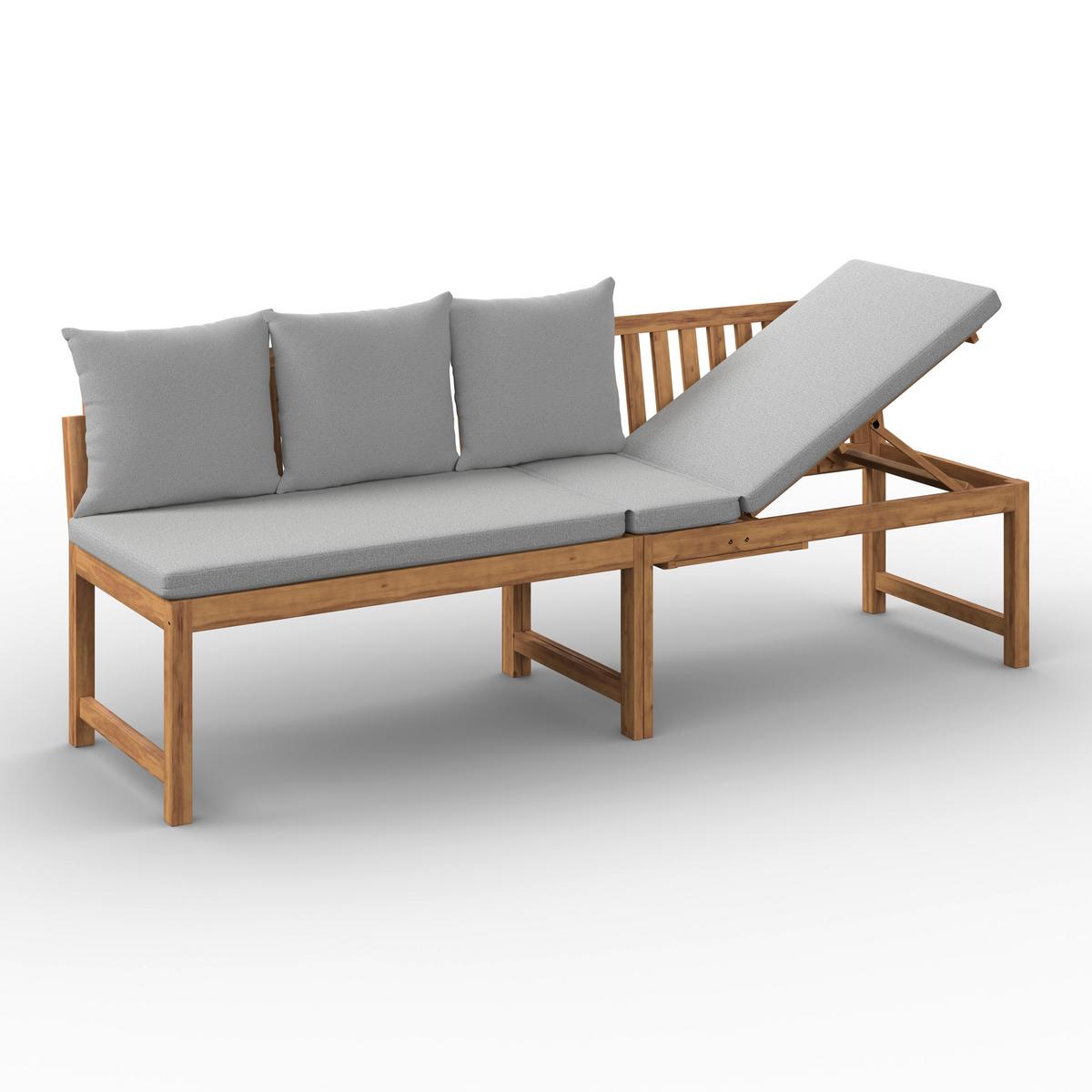 ZÁHRADNÁ LAVICA JUNOA - farba akácie/sivá, Modern, drevo/textil (200/75/60cm) - Bessagi Garden