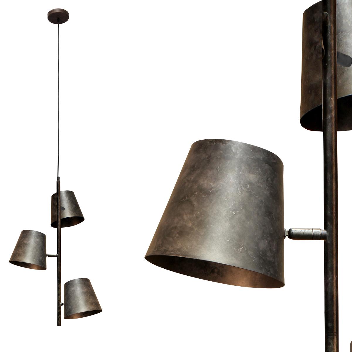 Hängeleuchte Colt H: 150 Cm 3-Flammig, Bewegliche Schirme - Grau, Design, Metall (49/150cm)