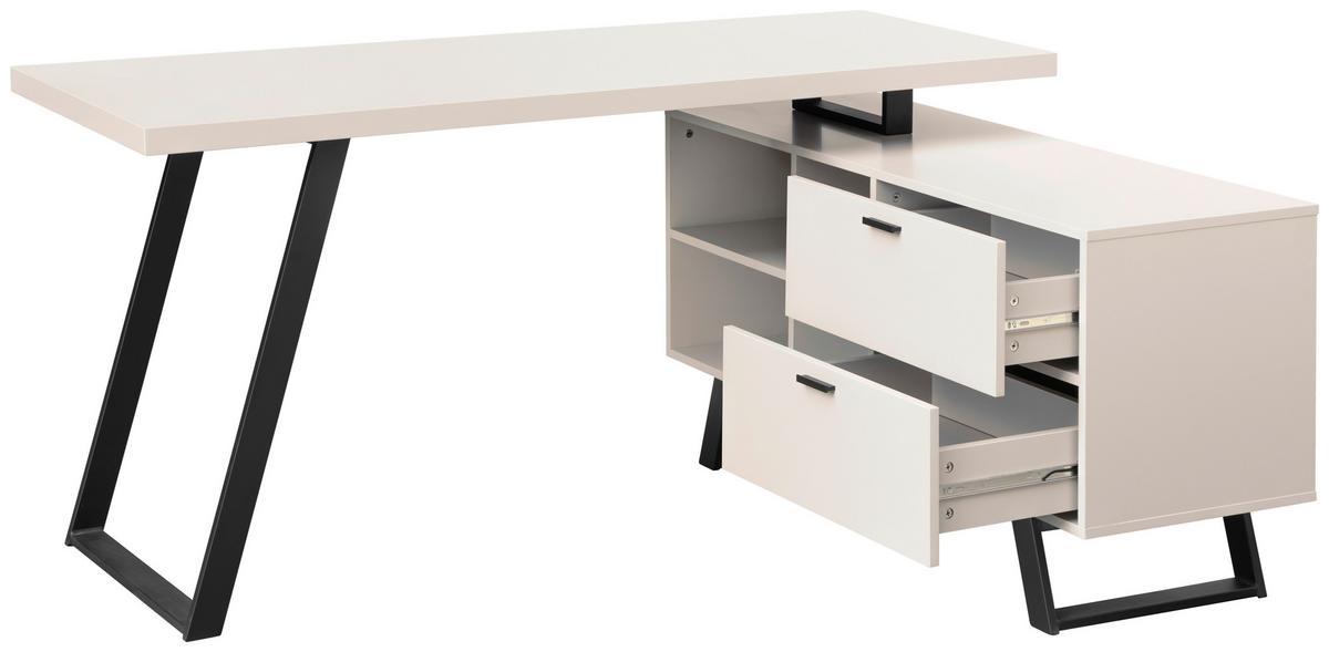 Eckschreibtisch Corinna Schwarz/Kaschmir L: 150 cm - Kaschmir/Schwarz, MODERN, Holzwerkstoff/Metall (150/120/75cm) - MID.YOU