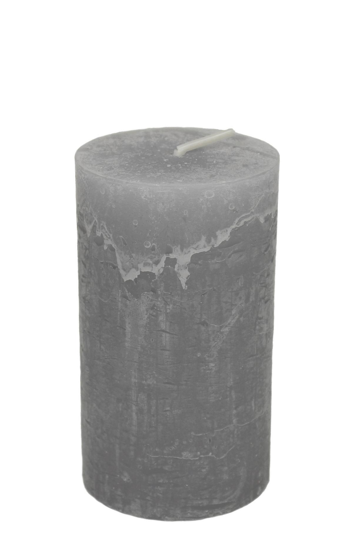 Válcová svíčka LIA - světle šedá, Moderní, textil/přírodní materiály (6,8/12cm) - Premium Living