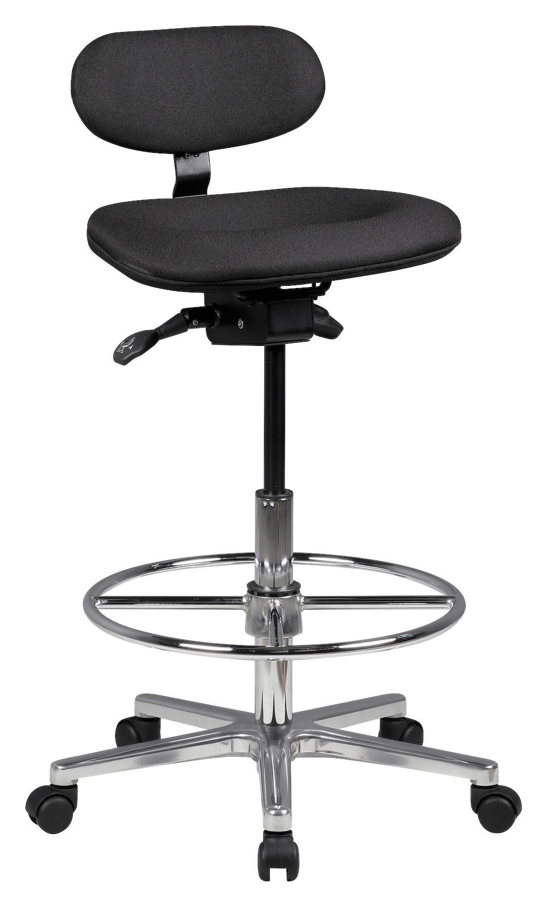 Bürohocker Louis Webstoff Schwarz Höhenverstellbar - Alufarben/Schwarz, KONVENTIONELL, Kunststoff/Textil (60cm) - MID.YOU