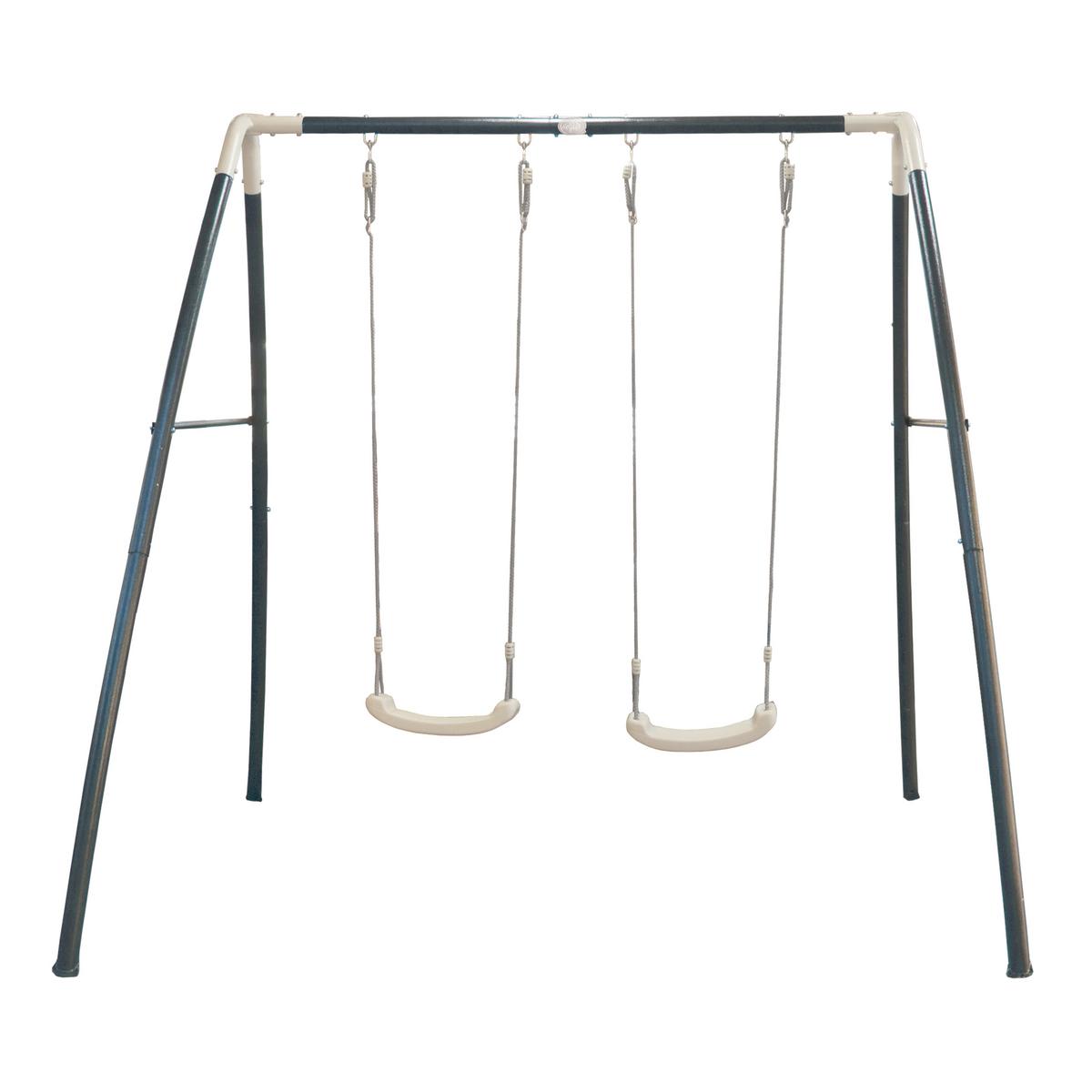 Schaukel Double Swing in Weiß/Anthrazit - Anthrazit/Weiß, Basics, Kunststoff/Metall (210/217/210cm) - Ambia Garden
