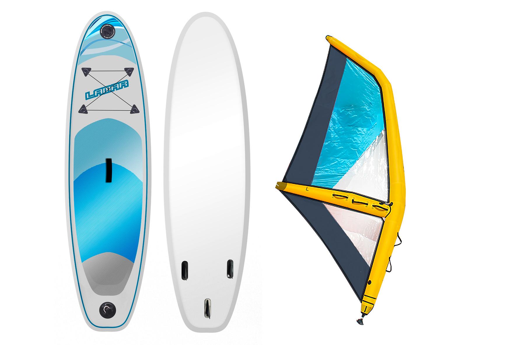 Lamar Stand Up Paddle Board Aufblasbar mit Segel Weiß/Blau - Blau/Weiß, Basics, Kunststoff (290/76/15cm)