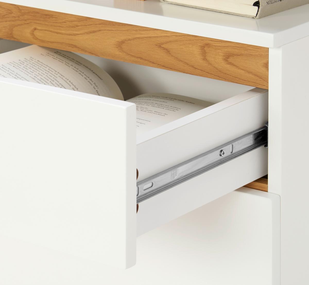 Schreibtisch mit Stauraum Padua B 140cm Weiß/Eiche - Eichefarben/Weiß, MODERN, Holz/Holzwerkstoff (140/45-60/76cm) - MID.YOU