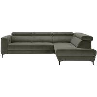 Rohová sedačka EMMA, pravá, šedozelená,op.hl.,USB,el.výsuv - černá/šedozelená, Moderní, textil (301/210cm) - Premium Living