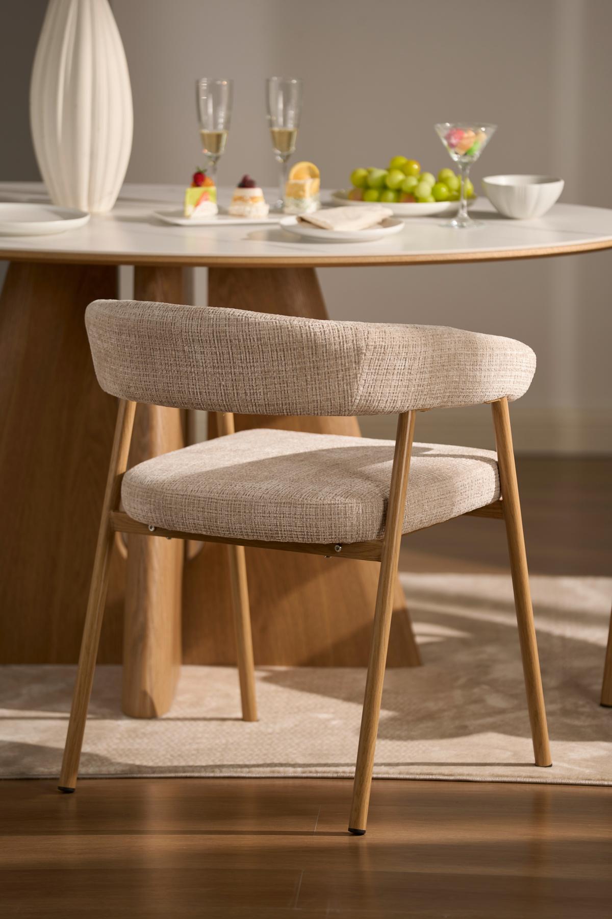 Armlehnstuhl Flora Eichefarben/Beige B: 56 cm - Eichefarben/Beige, MODERN, Holz/Textil (56cm) - Livetastic