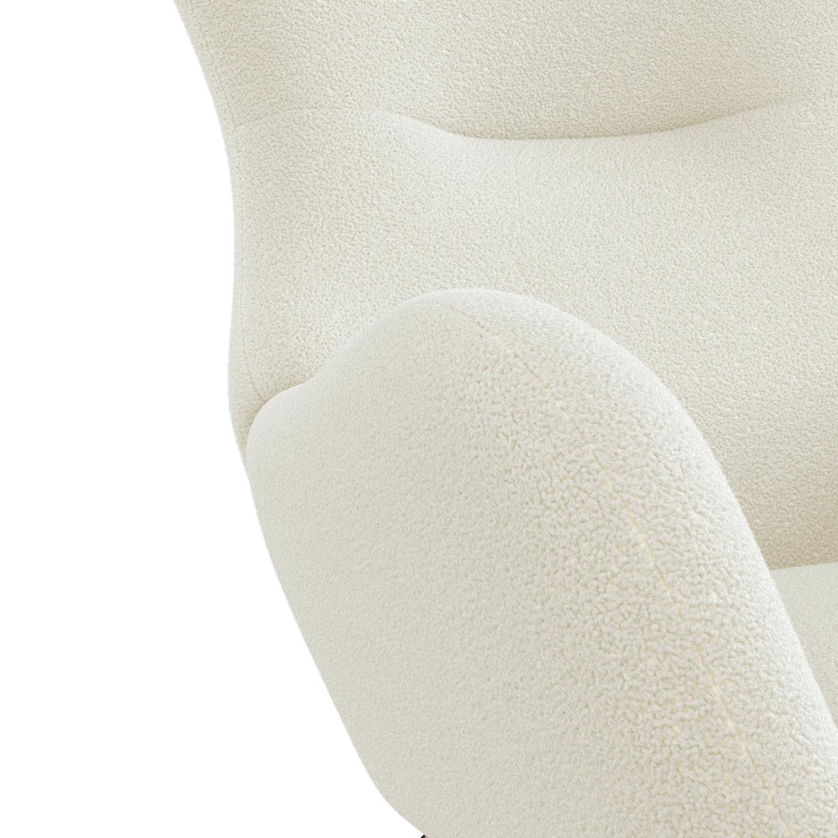Schaukelsessel Teddy Teddy weiß, B: 66 cm - Weiß/Naturfarben, MODERN, Holz/Textil (66/90/85cm)