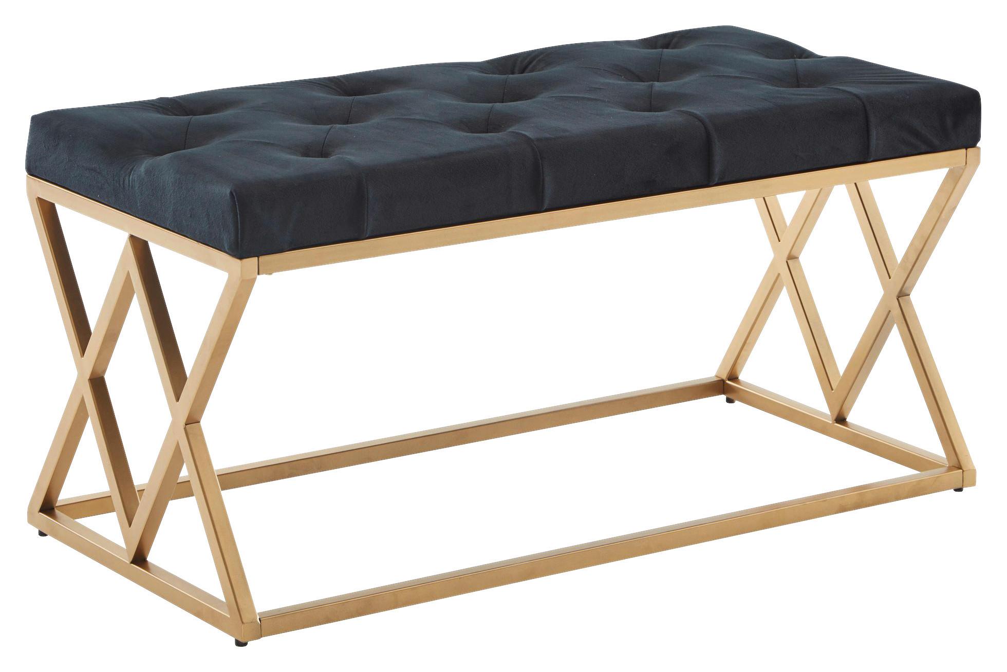 Sitzbank Wohnling Goldfarben/Schwarz B: 90 cm - Goldfarben/Schwarz, Design, Textil (90/46/44cm) - MID.YOU