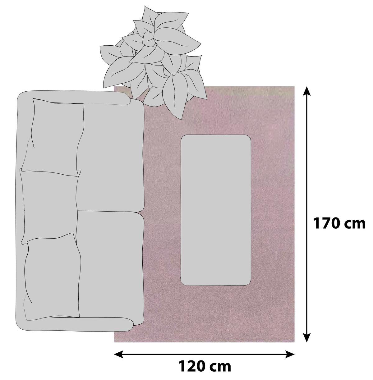 Hochflor Teppich Rosa Ata 120x170 cm - Rosa, KONVENTIONELL, Textil (120/170cm)