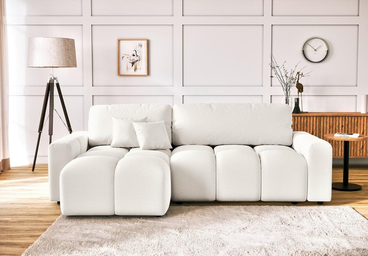 Ecksofa Luki Weiß S: 233x142 cm - Schwarz/Weiß, Design, Textil (233/142cm) - Livetastic